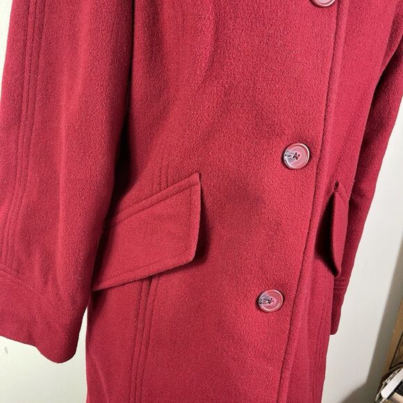 East 5th Wool Blend Pea Coat Womens Red Size Med Front Pockets Old Money Stylish - Picture 2 of 11